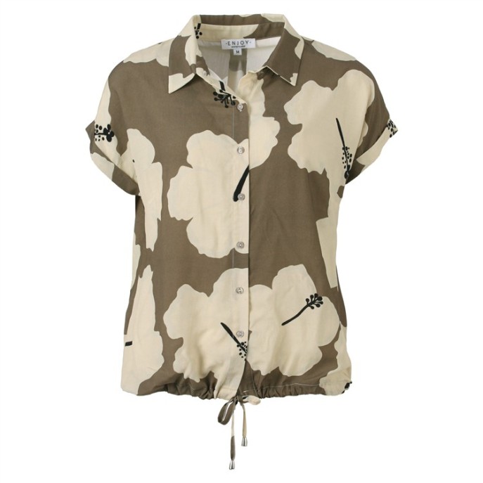 Enjoy Blouse KM print Taupe ecru